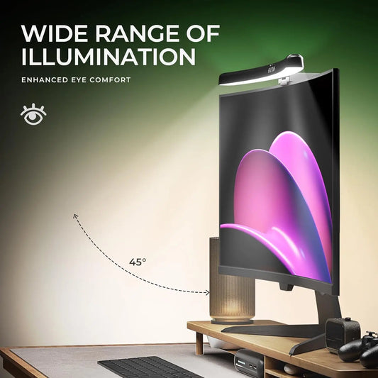 NEXUS Halo Curve — Barra de Luz para Monitor Curvo, 3 Temperaturas e RGB Sem Reflexos