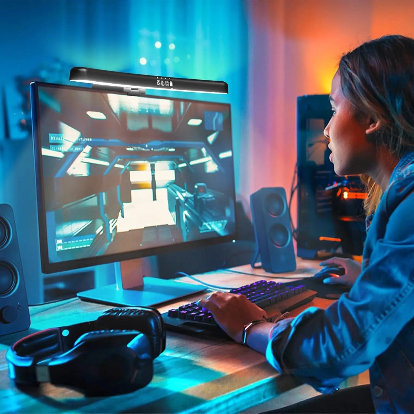 NEXUS Halo Curve — Barra de Luz para Monitor Curvo, 3 Temperaturas e RGB Sem Reflexos