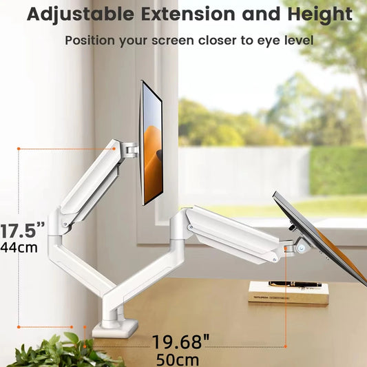 NEXUS Dual Arm — Suporte Duplo para Monitores 13"–32" com Rotação 360° e Inclinação